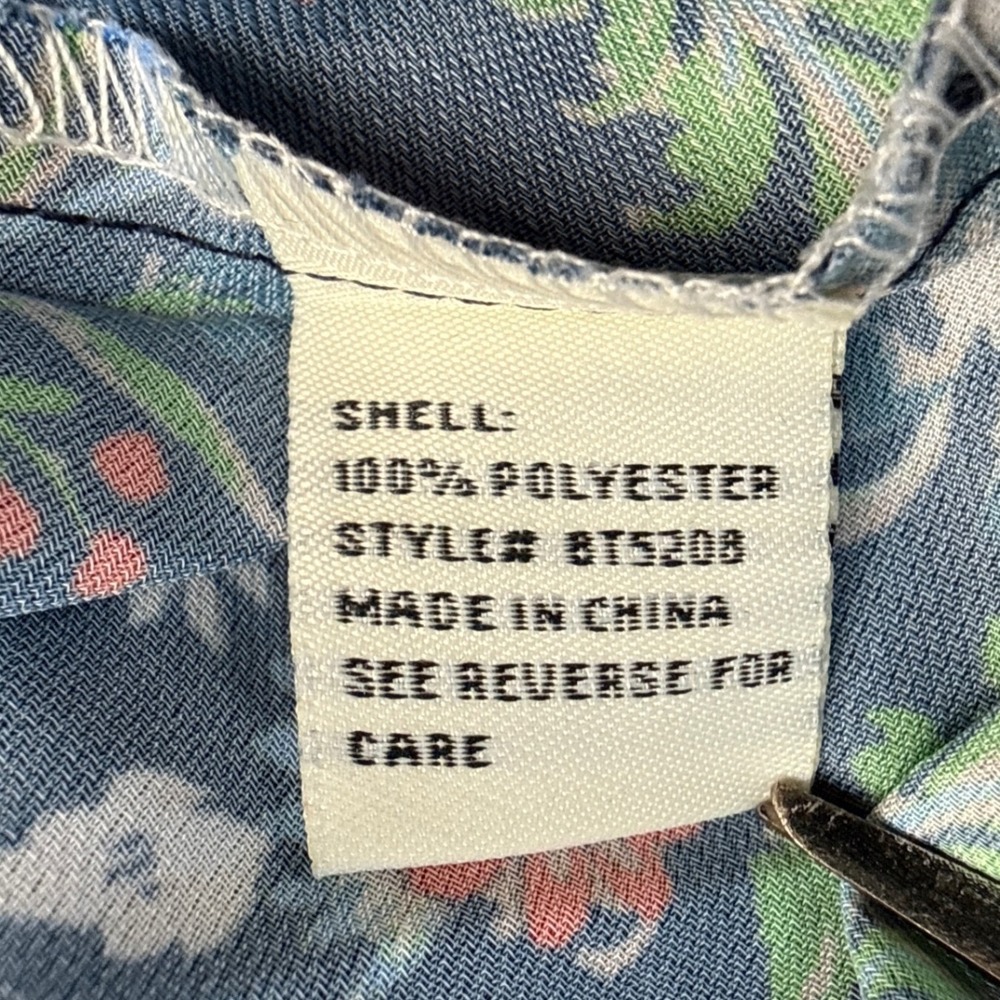 Her Bottari Blouse Womens Small Navy Floral Kimono Sleeve Peplum EUC - Picture 7 of 9